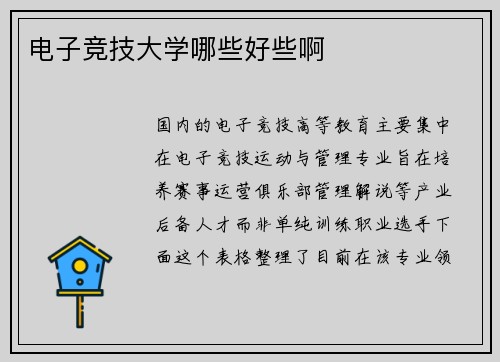 电子竞技大学哪些好些啊